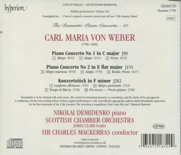 Carl Maria von Weber / Nikolai Demidenko, Scottish Chamber Orchestra, Sir Charles Mackerras-1