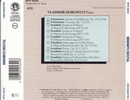 Horowitz Recital CD:Vladimir Horowitz - Image 2