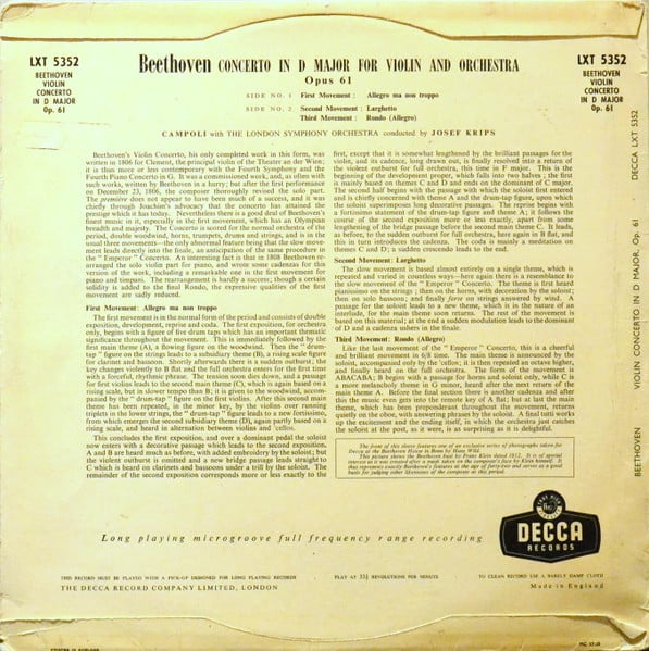 Ludwig Van Beethoven - Alfredo Campoli, London Symphony Orchestra, Josef Krips-1