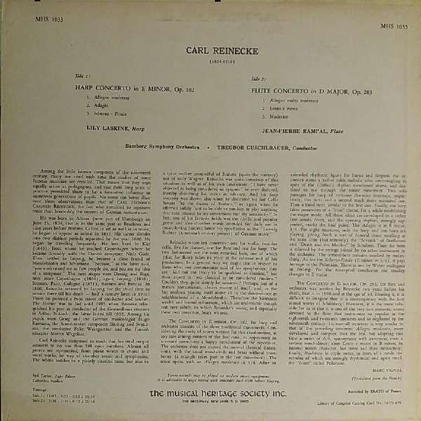 Carl Reinecke, Lily Laskine, Jean-Pierre Rampal, Bamberger Symphoniker, Theodor Guschlbauer-1