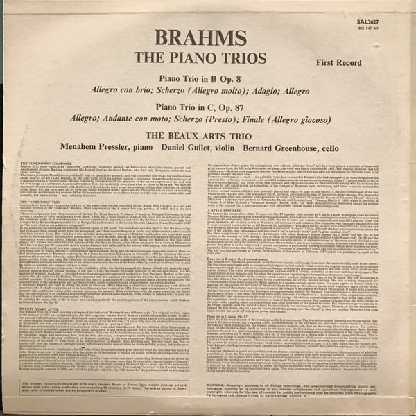 Johannes Brahms, Beaux Arts Trio-1