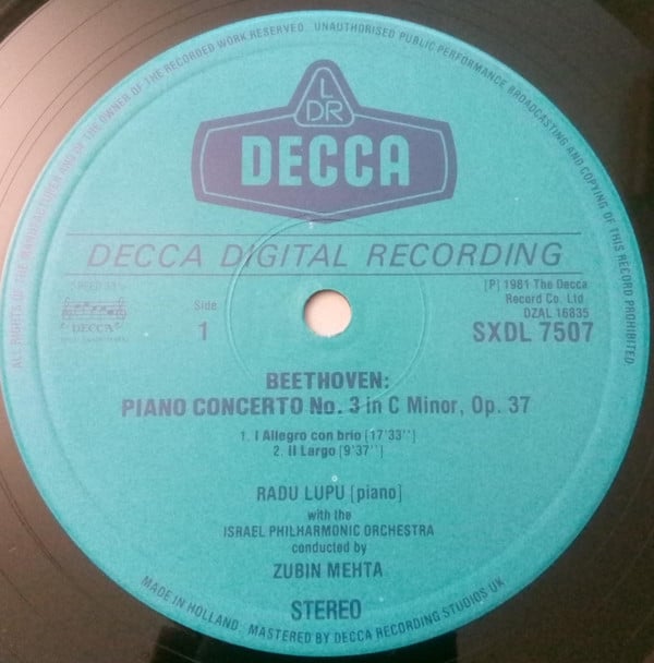 Ludwig Van Beethoven, Radu Lupu, Israel Philharmonic Orchestra / Zubin Mehta-2