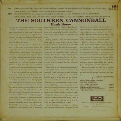 The Southern Cannonball LP (UK 1962):Hank Snow - Image 2