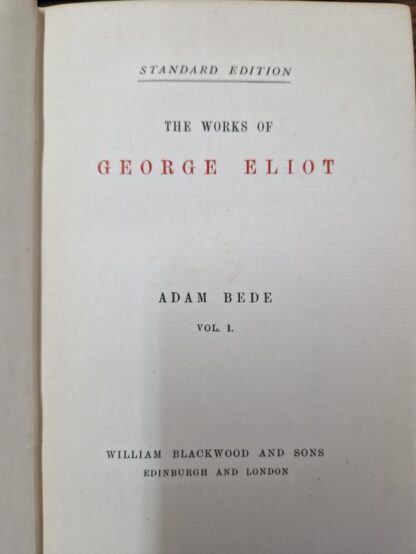 Adam Bede in two volumes (Standard edition) : George Eliot - Image 2