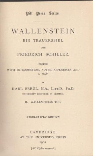 Wallenstein: ein Trauerspiel Vols I & II:Schiller