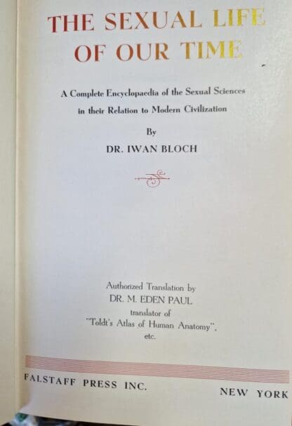 The Sexual Life of Our Time. a Complete Encyclopaedia of the Sexual Sciences : Dr. Iwan Bloch - Image 2