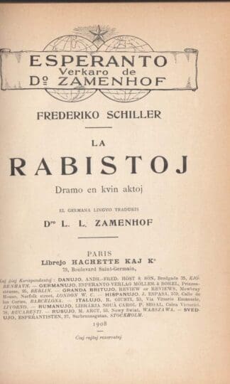 La Rabistoj : Dramo En Kvin Aktoj (Classic Reprint):Frederiko Schiller