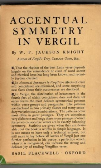 Accentual Symmetry in Vergil : W.F. Jackson Knight