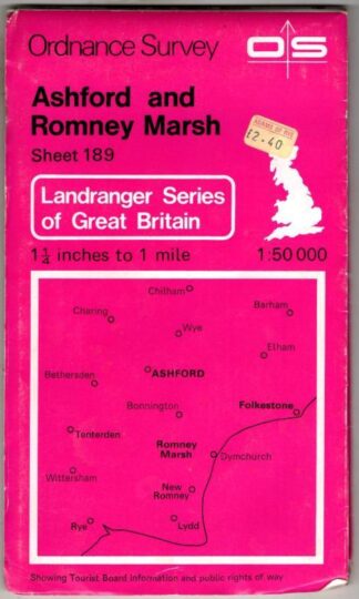 Landranger Sheet 189 Ashford & Romney Marsh : Ordnance Survey