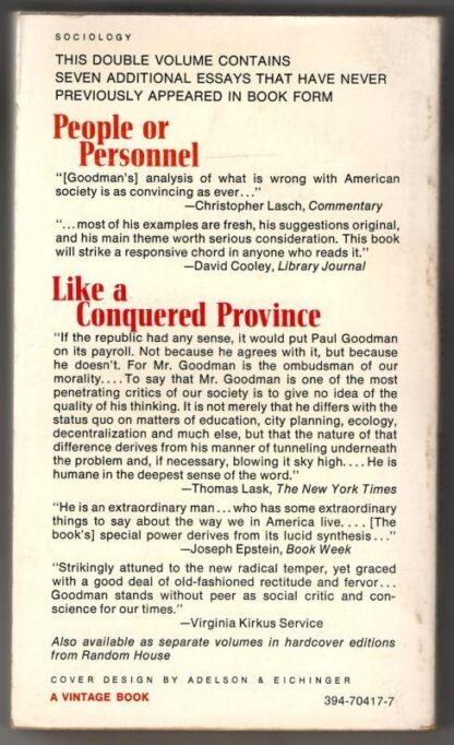 People or Personnel and Like a Conquered Province : Paul Goodman - Image 2