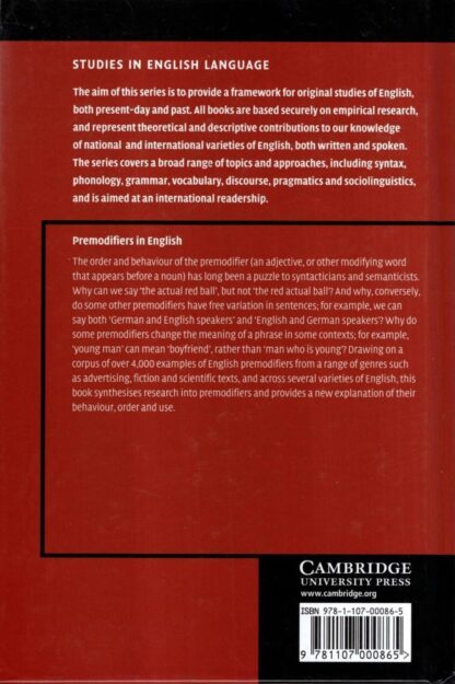Premodifiers in English: Their Structure and Significance (Studies in English Language) : Jim Feist - Image 2