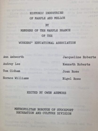 Historic industries of Marple and Mellor : Owen (edit). Ashmore - Image 2