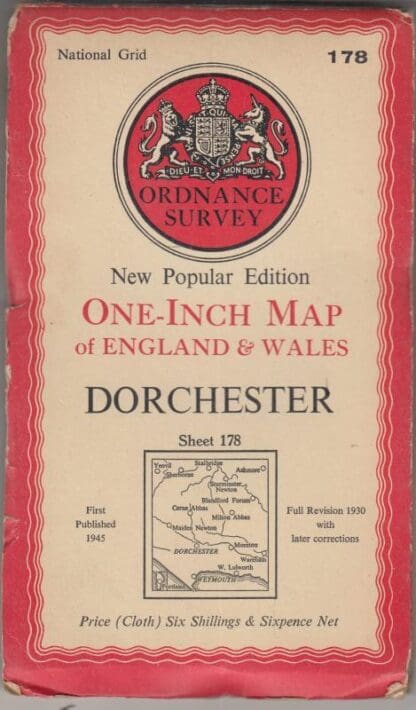 NEW POPULAR EDITION ONE-INCH MAP OF ENGLAND AND WALES: DORCHESTER - SHEET 178.: