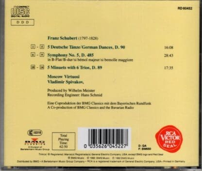 Schubert. Symphony No. 5 / Deutsche Tanze / 5 Minuets:Moscow Virtuosi Vladimir Spivakov - Image 2