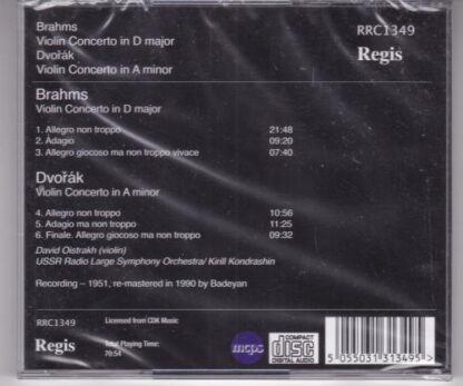 Brahms and Dvorak Violin Concertos CD:David Oistrakh - Image 2