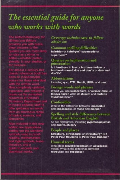 THE OXFORD DICTIONARY FOR WRITERS AND EDITORS.:R. M. (edit). Ritter - Image 2