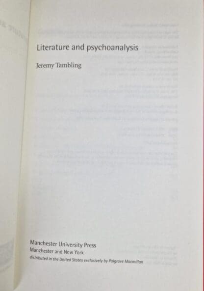 Literature and Psychoanalysis : Professor Jeremy Tambling - Image 2
