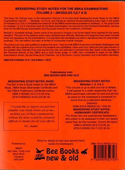 Beekeeping Study Notes for the BBKA Examinations. Modules 5, 6, 7 & 8 (v. 2) : J.D. Yates - Image 2