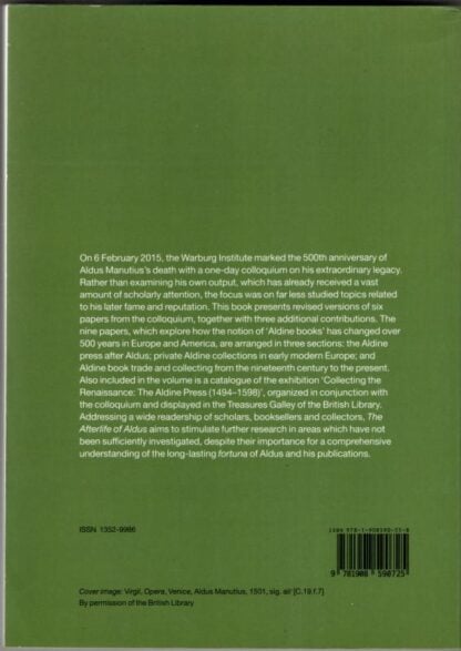 The Afterlife of Aldus: Posthumous Fame, Collectors and the Book Trade : Jill Kraye and Paolo Sachet - Image 2