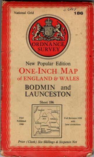 Bew Popular One-Inch Map.Sheet 186 Bodmin & Launceston : Ordnance Survey