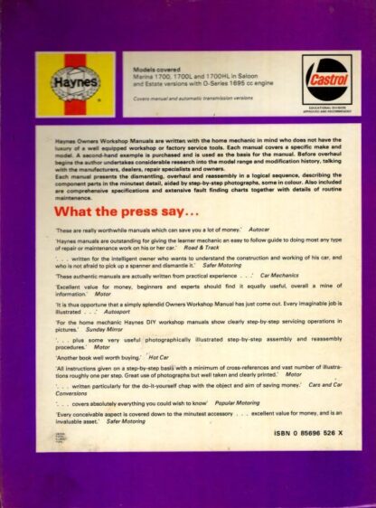 Morris Marina 1700 Owner's Workshop Manual : B. Gilmour - Image 2
