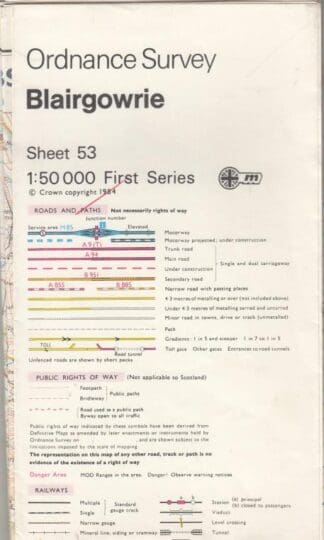 Blairgowrie Sheet 53 Powerline & Obstruction Overprint:Ordnance Survey