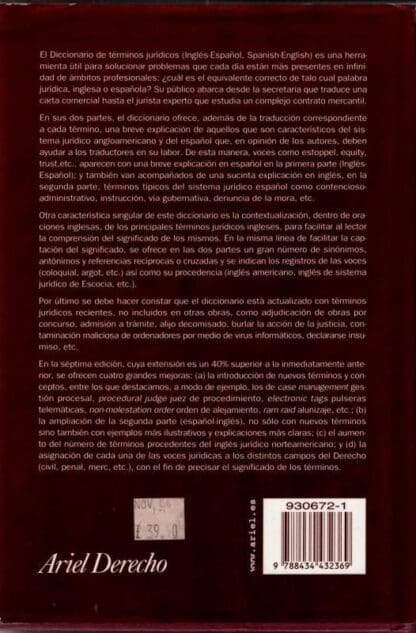 Diccionario De Terminos Juridicosingles Español/Español Ingles : ARIEL - Image 2