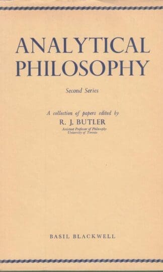 Analytical Philosophy Second Series:R J Ed. Butler