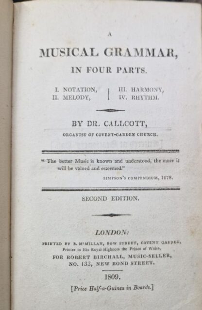 A Musical Grammar in Four Parts : Dr. Callcott - Image 2
