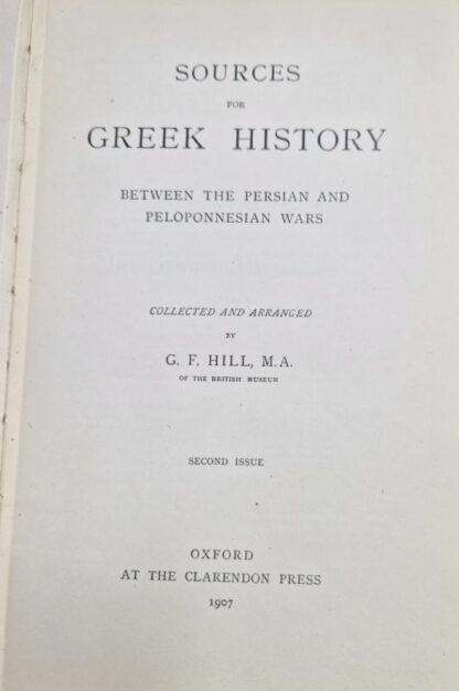 Sources For Greek History Between The Persian And Peloponnesian Wars : G. F. Hill - Image 2