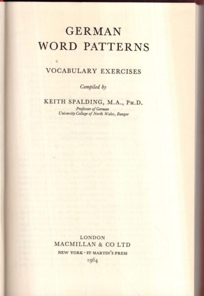 German word patterns: Vocabulary exercises : Keith Spalding - Image 2