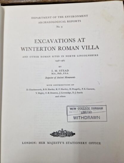 Excavations at Winterton Roman Villa and Other Roman Sites in North Lincolnshire, 1958-67 : Great Britain: Department of the Environment - Image 2